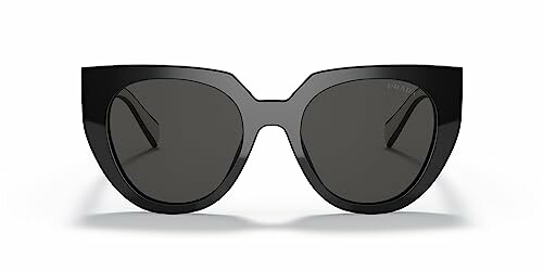 Stylish black cat-eye sunglasses with dark lenses.